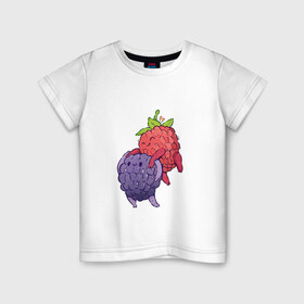 Детская футболка хлопок с принтом Смородинки в Тюмени, 100% хлопок | круглый вырез горловины, полуприлегающий силуэт, длина до линии бедер | Тематика изображения на принте: арт | красная смородина | мило | милота | рисунок | свежая ягода | свежие ягоды | свежий продукт | смородина | чёрная смородина | ягода | ягоды
