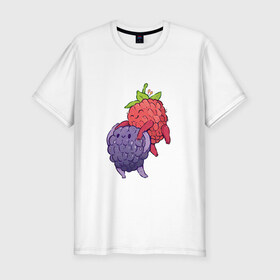Мужская футболка хлопок Slim с принтом Смородинки в Тюмени, 92% хлопок, 8% лайкра | приталенный силуэт, круглый вырез ворота, длина до линии бедра, короткий рукав | арт | красная смородина | мило | милота | рисунок | свежая ягода | свежие ягоды | свежий продукт | смородина | чёрная смородина | ягода | ягоды