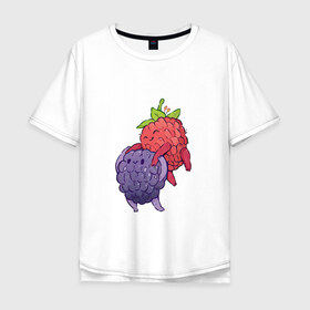 Мужская футболка хлопок Oversize с принтом Смородинки в Тюмени, 100% хлопок | свободный крой, круглый ворот, “спинка” длиннее передней части | арт | красная смородина | мило | милота | рисунок | свежая ягода | свежие ягоды | свежий продукт | смородина | чёрная смородина | ягода | ягоды