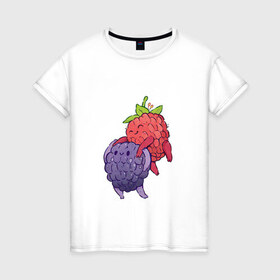 Женская футболка хлопок с принтом Смородинки в Тюмени, 100% хлопок | прямой крой, круглый вырез горловины, длина до линии бедер, слегка спущенное плечо | арт | красная смородина | мило | милота | рисунок | свежая ягода | свежие ягоды | свежий продукт | смородина | чёрная смородина | ягода | ягоды