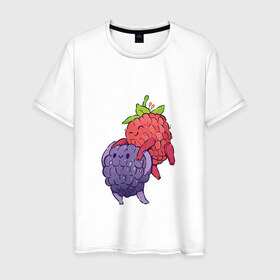 Мужская футболка хлопок с принтом Смородинки в Тюмени, 100% хлопок | прямой крой, круглый вырез горловины, длина до линии бедер, слегка спущенное плечо. | арт | красная смородина | мило | милота | рисунок | свежая ягода | свежие ягоды | свежий продукт | смородина | чёрная смородина | ягода | ягоды