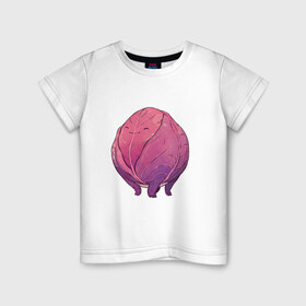 Детская футболка хлопок с принтом Фиолетовая капуста в Тюмени, 100% хлопок | круглый вырез горловины, полуприлегающий силуэт, длина до линии бедер | арт | капуста | краснокочанная капуста | мило | милота | овощ | рисунок | свежий овощ | свежий продукт | фиолетовая капуста