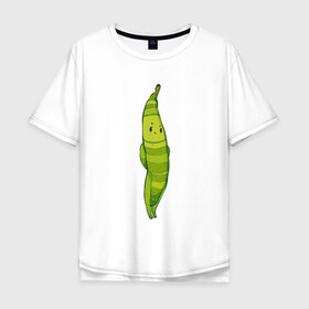 Мужская футболка хлопок Oversize с принтом Фасоль в Тюмени, 100% хлопок | свободный крой, круглый ворот, “спинка” длиннее передней части | арт | мило | милота | овощ | овощи | рисунок | свежие овощи | свежий овощ | свежий продукт | фасолинка | фасоль