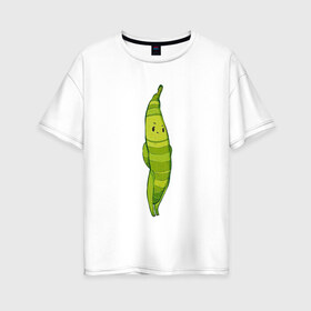 Женская футболка хлопок Oversize с принтом Фасоль в Тюмени, 100% хлопок | свободный крой, круглый ворот, спущенный рукав, длина до линии бедер
 | арт | мило | милота | овощ | овощи | рисунок | свежие овощи | свежий овощ | свежий продукт | фасолинка | фасоль
