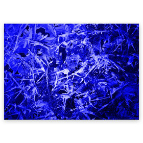 Поздравительная открытка с принтом Dark Blue Gan в Тюмени, 100% бумага | плотность бумаги 280 г/м2, матовая, на обратной стороне линовка и место для марки
 | Тематика изображения на принте: abstraction | blue | frost | frozen | ice | shine | surface | texture | абстракция | блеск | замерзший | лед | мороз | поверхность | синий | текстура