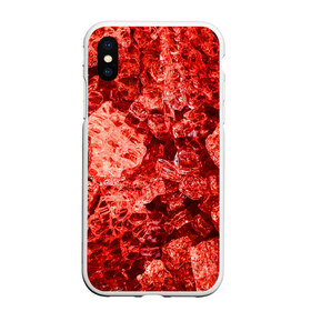 Чехол для iPhone XS Max матовый с принтом RED-$tyle в Тюмени, Силикон | Область печати: задняя сторона чехла, без боковых панелей | abstraction | crystals | red | shapes | shards | shine | texture | абстракция | блеск | красный | кристалы | осколки | текстура | формы