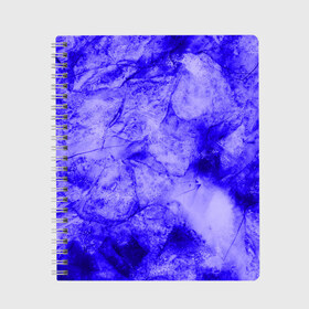Тетрадь с принтом Ice-$$$ в Тюмени, 100% бумага | 48 листов, плотность листов — 60 г/м2, плотность картонной обложки — 250 г/м2. Листы скреплены сбоку удобной пружинной спиралью. Уголки страниц и обложки скругленные. Цвет линий — светло-серый
 | abstraction | blue | cracks | frozen | ice | lines | patterns | shapes | texture | абстракция | замерзший | лед | линии | синий | текстура | трещины | узоры | формы
