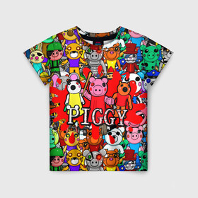 Детская футболка 3D с принтом ROBLOX PIGGY в Тюмени, 100% гипоаллергенный полиэфир | прямой крой, круглый вырез горловины, длина до линии бедер, чуть спущенное плечо, ткань немного тянется | piggy | roblox | roblox games | roblox piggy | игра роблокс | пигги. | роблокс | роблокс пигги | робукс