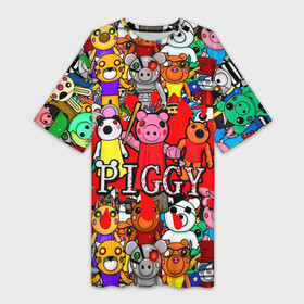 Платье-футболка 3D с принтом ROBLOX PIGGY в Тюмени,  |  | piggy | roblox | roblox games | roblox piggy | игра роблокс | пигги. | роблокс | роблокс пигги | робукс