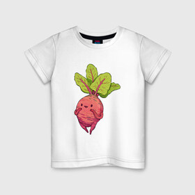 Детская футболка хлопок с принтом Свекла в Тюмени, 100% хлопок | круглый вырез горловины, полуприлегающий силуэт, длина до линии бедер | арт | мило | милота | овощ | овощи | рисунок | свежие овощи | свежий овощ | свежий продукт | свекла
