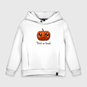 Детское худи Oversize хлопок с принтом Halloween pumpkin в Тюмени, френч-терри — 70% хлопок, 30% полиэстер. Мягкий теплый начес внутри —100% хлопок | боковые карманы, эластичные манжеты и нижняя кромка, капюшон на магнитной кнопке | Тематика изображения на принте: halloween | pumpkin | trick or treat | кошелек или жизнь | подарок на хэллуин | тыква