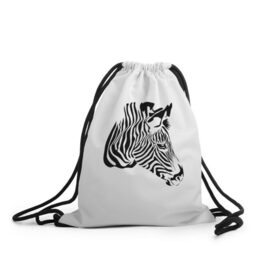 Рюкзак-мешок 3D с принтом Zebra в Тюмени, 100% полиэстер | плотность ткани — 200 г/м2, размер — 35 х 45 см; лямки — толстые шнурки, застежка на шнуровке, без карманов и подкладки | africa | black | savanna | stripe | white | zebra | африка | белый | зебра | полоска | саванна | черный