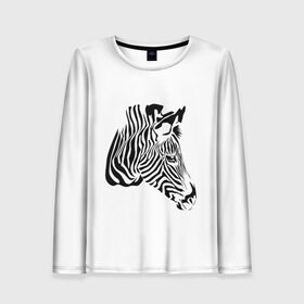 Женский лонгслив 3D с принтом Zebra в Тюмени, 100% полиэстер | длинные рукава, круглый вырез горловины, полуприлегающий силуэт | africa | black | savanna | stripe | white | zebra | африка | белый | зебра | полоска | саванна | черный