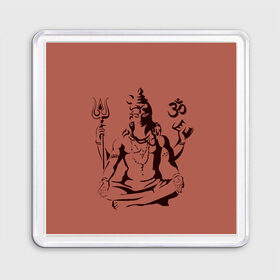 Магнит 55*55 с принтом Бог Шива в Тюмени, Пластик | Размер: 65*65 мм; Размер печати: 55*55 мм | Тематика изображения на принте: бог шива. | духовность | иероглифы | индийские боги | индуистское божество