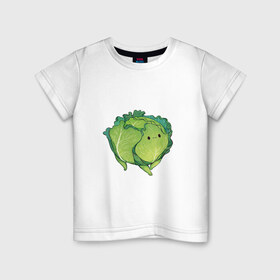 Детская футболка хлопок с принтом Симпатичная капуста в Тюмени, 100% хлопок | круглый вырез горловины, полуприлегающий силуэт, длина до линии бедер | арт | капуста | милая капуста | мило | милота | овощ | овощи | рисунок | свежие овощи | свежий овощ | свежий продукт