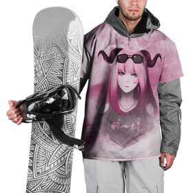 Накидка на куртку 3D с принтом Девушка демон в Тюмени, 100% полиэстер |  | demon | girl | акума | девушка | демон | очки | рога