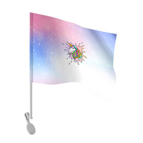 Флаг для автомобиля с принтом Единорог в Тюмени, 100% полиэстер | Размер: 30*21 см | unikorn | единорог | единорожка | конь | радуга | рог | цветной