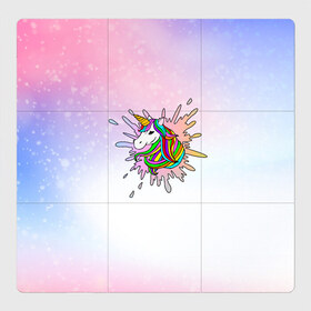 Магнитный плакат 3Х3 с принтом Единорог в Тюмени, Полимерный материал с магнитным слоем | 9 деталей размером 9*9 см | unikorn | единорог | единорожка | конь | радуга | рог | цветной
