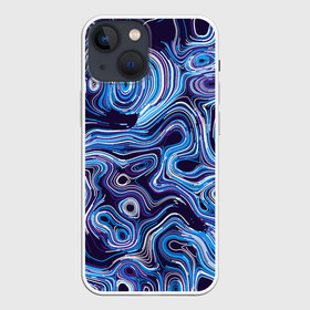 Чехол для iPhone 13 mini с принтом Синие линии в Тюмени,  |  | abstract | flow | lines | paint | space | абстракция | движение | космос | краска | линии | пятна | синий | течение | фиолетовый