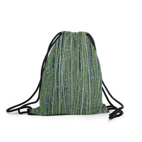 Рюкзак-мешок 3D с принтом Зеленый бамбук в Тюмени, 100% полиэстер | плотность ткани — 200 г/м2, размер — 35 х 45 см; лямки — толстые шнурки, застежка на шнуровке, без карманов и подкладки | bamboo | forest | stripes | бамбук | заросли | лес | листья | полосы | растения