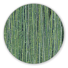 Коврик для мышки круглый с принтом Зеленый бамбук в Тюмени, резина и полиэстер | круглая форма, изображение наносится на всю лицевую часть | bamboo | forest | stripes | бамбук | заросли | лес | листья | полосы | растения