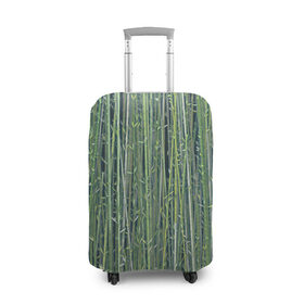 Чехол для чемодана 3D с принтом Зеленый бамбук в Тюмени, 86% полиэфир, 14% спандекс | двустороннее нанесение принта, прорези для ручек и колес | bamboo | forest | stripes | бамбук | заросли | лес | листья | полосы | растения