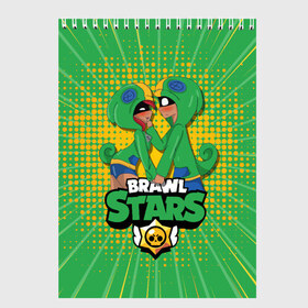 Скетчбук с принтом BRAWL STARS в Тюмени, 100% бумага
 | 48 листов, плотность листов — 100 г/м2, плотность картонной обложки — 250 г/м2. Листы скреплены сверху удобной пружинной спиралью | brawl stars | games | leon | бравл старс | браул старс | игры | леон