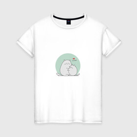 Женская футболка хлопок с принтом I love my mom в Тюмени, 100% хлопок | прямой крой, круглый вырез горловины, длина до линии бедер, слегка спущенное плечо | животные | котики | кошки | лучшая мама | любимая мама | любовь | сердечко | я люблю свою маму