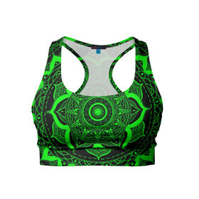 Женский спортивный топ 3D с принтом Mandala в Тюмени, 82% полиэстер, 18% спандекс Ткань безопасна для здоровья, позволяет коже дышать, не мнется и не растягивается |  | abstraction | light green | mandala | pattern | shape | tangled | texture | абстракция | запутанный | салатовый | текстура | узор | формы
