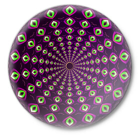 Значок с принтом Fractal-$$$ в Тюмени,  металл | круглая форма, металлическая застежка в виде булавки | abstraction | fractal | light green | mandala | pattern | pink | shape | symmetry | texture | абстракция | розовый | салатовый | симметрия | текстура | узор | формы | фрактал