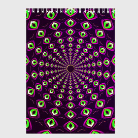 Скетчбук с принтом Fractal-$$$ в Тюмени, 100% бумага
 | 48 листов, плотность листов — 100 г/м2, плотность картонной обложки — 250 г/м2. Листы скреплены сверху удобной пружинной спиралью | abstraction | fractal | light green | mandala | pattern | pink | shape | symmetry | texture | абстракция | розовый | салатовый | симметрия | текстура | узор | формы | фрактал