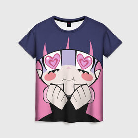Женская футболка 3D с принтом STOKING (PANTY&STOKING ANIME) в Тюмени, 100% полиэфир ( синтетическое хлопкоподобное полотно) | прямой крой, круглый вырез горловины, длина до линии бедер | anime | cute | hearts | kawaii | panty | stoking | аниме | кавай | сердечки | труська | чулка | чулко