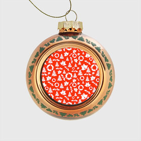 Стеклянный ёлочный шар с принтом Рождественские детали в Тюмени, Стекло | Диаметр: 80 мм | 