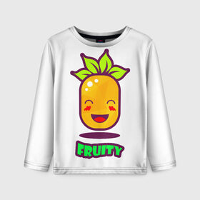 Детский лонгслив 3D с принтом Fruity в Тюмени, 100% полиэстер | длинные рукава, круглый вырез горловины, полуприлегающий силуэт
 | Тематика изображения на принте: fruit | ананас | вкусно | сладость | фрукты