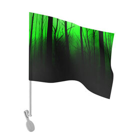 Флаг для автомобиля с принтом G-loomy в Тюмени, 100% полиэстер | Размер: 30*21 см | fog | forest | gloomy | green fog | night | radiation | trees | деревья | зеленый туман | лес | мрачный | ночь | радиация | туман