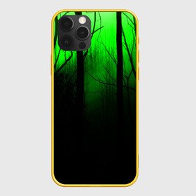 Чехол для iPhone 12 Pro с принтом G loomy в Тюмени, силикон | область печати: задняя сторона чехла, без боковых панелей | fog | forest | gloomy | green fog | night | radiation | trees | деревья | зеленый туман | лес | мрачный | ночь | радиация | туман