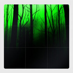 Магнитный плакат 3Х3 с принтом G-loomy в Тюмени, Полимерный материал с магнитным слоем | 9 деталей размером 9*9 см | fog | forest | gloomy | green fog | night | radiation | trees | деревья | зеленый туман | лес | мрачный | ночь | радиация | туман