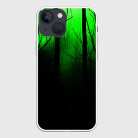 Чехол для iPhone 13 mini с принтом G loomy в Тюмени,  |  | Тематика изображения на принте: fog | forest | gloomy | green fog | night | radiation | trees | деревья | зеленый туман | лес | мрачный | ночь | радиация | туман