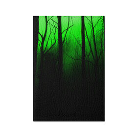 Обложка для паспорта матовая кожа с принтом G-loomy в Тюмени, натуральная матовая кожа | размер 19,3 х 13,7 см; прозрачные пластиковые крепления | Тематика изображения на принте: fog | forest | gloomy | green fog | night | radiation | trees | деревья | зеленый туман | лес | мрачный | ночь | радиация | туман