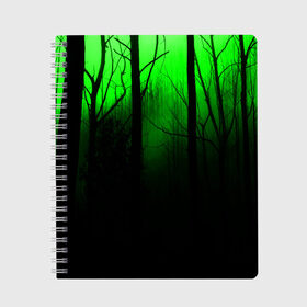 Тетрадь с принтом G-loomy в Тюмени, 100% бумага | 48 листов, плотность листов — 60 г/м2, плотность картонной обложки — 250 г/м2. Листы скреплены сбоку удобной пружинной спиралью. Уголки страниц и обложки скругленные. Цвет линий — светло-серый
 | fog | forest | gloomy | green fog | night | radiation | trees | деревья | зеленый туман | лес | мрачный | ночь | радиация | туман