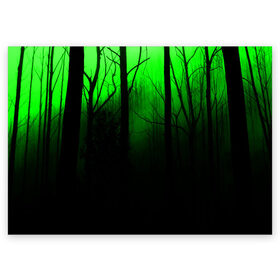 Поздравительная открытка с принтом G-loomy в Тюмени, 100% бумага | плотность бумаги 280 г/м2, матовая, на обратной стороне линовка и место для марки
 | fog | forest | gloomy | green fog | night | radiation | trees | деревья | зеленый туман | лес | мрачный | ночь | радиация | туман