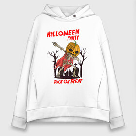 Женское худи Oversize хлопок с принтом Halloween Party в Тюмени, френч-терри — 70% хлопок, 30% полиэстер. Мягкий теплый начес внутри —100% хлопок | боковые карманы, эластичные манжеты и нижняя кромка, капюшон на магнитной кнопке | blood | diablo | haloween | horror | дьявол | зомби | кости | кровь | мозги | мясо | страшилка | ужасы | хеллоуин | хелоуин