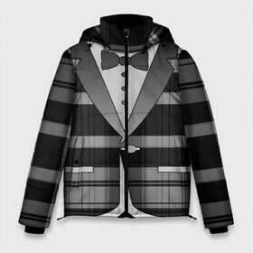 Мужская зимняя куртка 3D с принтом Пиджак в клетку в Тюмени, верх — 100% полиэстер; подкладка — 100% полиэстер; утеплитель — 100% полиэстер | длина ниже бедра, свободный силуэт Оверсайз. Есть воротник-стойка, отстегивающийся капюшон и ветрозащитная планка. 

Боковые карманы с листочкой на кнопках и внутренний карман на молнии. | Тематика изображения на принте: бабочка | босс молокосос | бутоньерка | в клетку | галстук | джентельмен | директор | жених | клеточка | косплей | костюм | маскарад | муж | одежда | официант | пиджак | принт | пуговица | пуговка