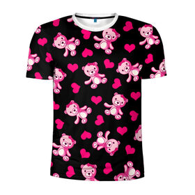 Мужская футболка 3D спортивная с принтом Love teddy bear в Тюмени, 100% полиэстер с улучшенными характеристиками | приталенный силуэт, круглая горловина, широкие плечи, сужается к линии бедра | bear | heart | love is | pink | teddy | valentines day | бантик | валентина | девушке | дочь | жена | животные | игрушка | лучшая | любимая | любовь | мама | марта | медведь | медвежата | медвежата и сердечки | мишки тедди
