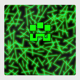 Магнитный плакат 3Х3 с принтом Minecraft creeper в Тюмени, Полимерный материал с магнитным слоем | 9 деталей размером 9*9 см | Тематика изображения на принте: alex | blox | creeper | dungeons | logo game | pixel | steve | алекс | герои | голем | детям | зомби | квадраты | кислотный | крипер | куб | логотипы игр | майнкрафт | мальчикам | мобы | неоновый | персонажи | пиксель