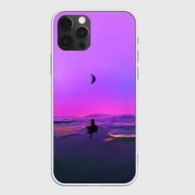 Чехол для iPhone 12 Pro Max с принтом ALONE в Тюмени, Силикон |  | Тематика изображения на принте: луна | месяц | море | необычное | неон | океан | популярное | прикольное | умиротворение | человек