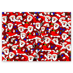 Поздравительная открытка с принтом Русский Санта Клаус в Тюмени, 100% бумага | плотность бумаги 280 г/м2, матовая, на обратной стороне линовка и место для марки
 | Тематика изображения на принте: арт | герой ссср | дед мороз | мультфильм ссср | мультфильмы ссср | новый год | рисунок | рождество | санта клаус