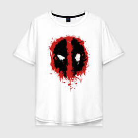 Мужская футболка хлопок Oversize с принтом Deadpool logo в Тюмени, 100% хлопок | свободный крой, круглый ворот, “спинка” длиннее передней части | deadpool | logo | marvel | mutant | vdshardan | wade wilson | болтливый наемник | вэйд вилсон | дадпул | дедпул | дэдпул | дэтпул | комиксы | логотип | марвел | мутант | супергерой | уэйд уилсон