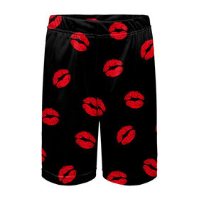Детские спортивные шорты 3D с принтом Поцелуи в Тюмени,  100% полиэстер
 | пояс оформлен широкой мягкой резинкой, ткань тянется
 | 8 марта | kis | kiss | love | горячий парень | губы | жаркие поцелуи | красные губы | любовь | мачо | подарок парню | помада | поцелуи | поцелуй