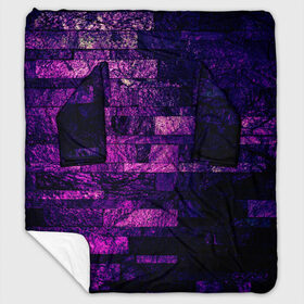 Плед с рукавами с принтом Purple-Wall в Тюмени, 100% полиэстер | Закругленные углы, все края обработаны. Ткань не мнется и не растягивается. Размер 170*145 | abstraction | bricks | dark | pink | purple | ribbed | texture | tiles | wall | абстракция | кирпичи | плитка | ребристый | розовый | стена | текстура | темный | фиолетовый